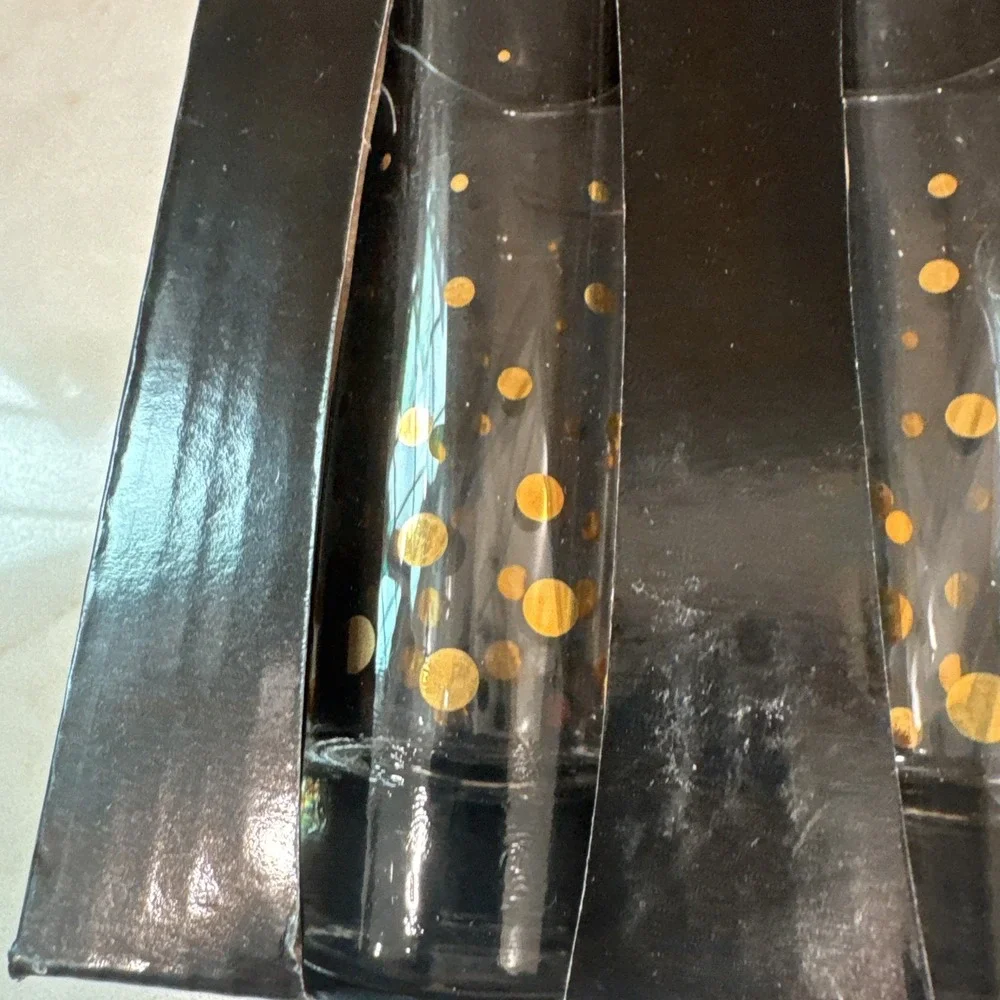 TABLA Home Set of 4‎ Tall Shooters clear w/ Gold Dots NEW IN BOX